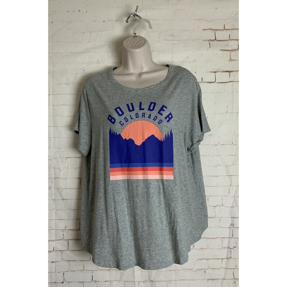 Old Navy Womens Gray "Boulder Colorado" Tee Shirt Short Sleeve Top Size XL